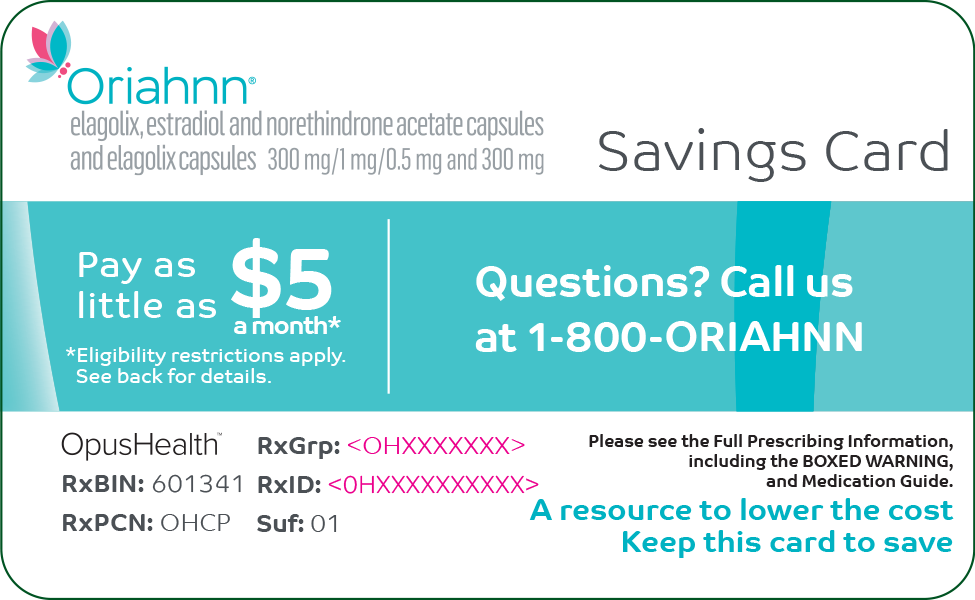 Oriahnn® Savings Card.