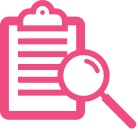 Clipboard and magnifying glass Icon.
